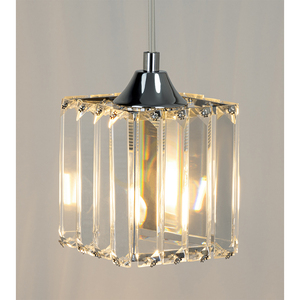 Casino taklampa, 1xE27, Max. 60 W, krommetall / genomskinlig PVC-sladd / genomskinlig kristallskärm, 13 cm small 4