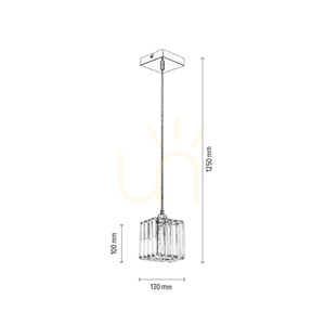 Casino taklampa, 1xE27, Max. 60 W, krommetall / genomskinlig PVC-sladd / genomskinlig kristallskärm, 13 cm small 5