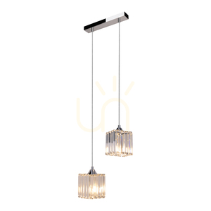 Casino taklampa, 2xE27, Max. 60 W, kromfärgad metall / genomskinlig PVC-sladd / genomskinlig kristallskärm, 33 cm small 1