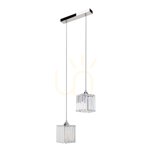 Casino taklampa, 2xE27, Max. 60 W, kromfärgad metall / genomskinlig PVC-sladd / genomskinlig kristallskärm, 33 cm small 0
