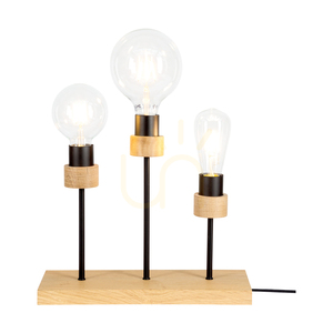 Chandelle bordslampa, 3xE27, max 25 W, oljad ek/svart metall/svart flätad sladd, 35 cm small 1