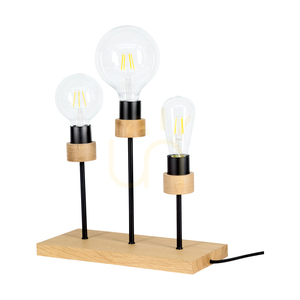 Chandelle bordslampa, 3xE27, max 25 W, oljad ek/svart metall/svart flätad sladd, 35 cm small 2