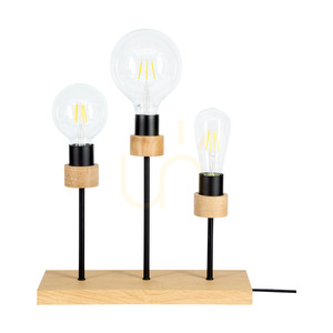 Chandelle bordslampa, 3xE27, max 25 W, oljad ek/svart metall/svart flätad sladd, 35 cm small 0