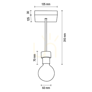 Chandelle taklampa, 1xE27, Max. 40 W, oljad ek/svart metall, 13,5 cm small 4