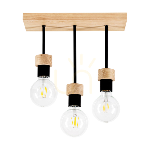 Kontrollera Chandelle taklampa, 3xE27, Max. 40 W, oljad ek/svart metall, 35 cm