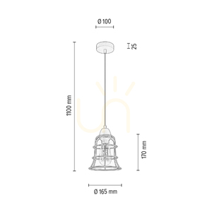 Chicka taklampa, 1xE27, Max. 60 W, björk/svart metall/svart PVC-sladd/klar glasskärm, Ø 16,5 cm small 2