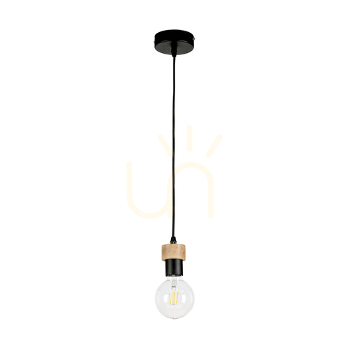 Kontrollera Clarte taklampa, 1xE27, Max. 60 W, oljad ek/svart metall/svart flätad kabel, Ø 10 cm