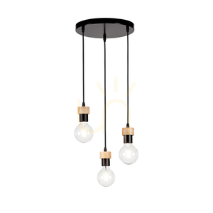 Clarte taklampa, 3xE27, Max. 60 W, oljad ek/svart metall/svart flätad sladd, Ø 30 cm small 1