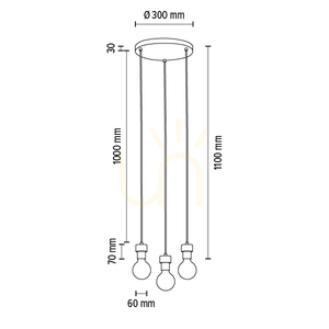 Clarte taklampa, 3xE27, Max. 60 W, oljad ek/svart metall/svart flätad sladd, Ø 30 cm small 4