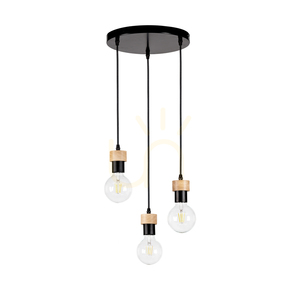 Clarte taklampa, 3xE27, Max. 60 W, oljad ek/svart metall/svart flätad sladd, Ø 30 cm small 0