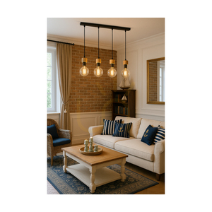 Clarte taklampa, 4xE27, Max. 60 W, oljad ek/svart metall/svart flätad kabel, 75 cm small 2