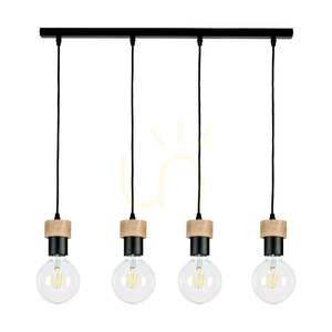 Clarte taklampa, 4xE27, Max. 60 W, oljad ek/svart metall/svart flätad kabel, 75 cm small 0