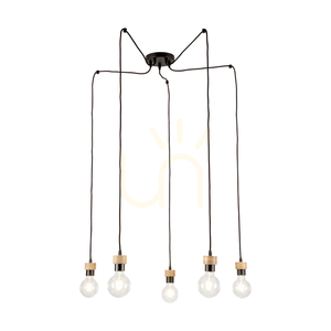 Clarte taklampa, 5xE27, Max. 60 W, oljad ek/svart metall/svart flätad kabel, Ø 15 cm small 1