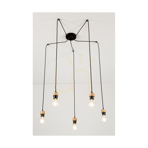 Clarte taklampa, 5xE27, Max. 60 W, oljad ek/svart metall/svart flätad kabel, Ø 15 cm small 3