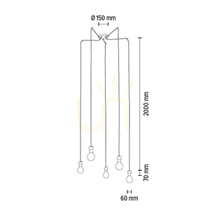 Clarte taklampa, 5xE27, Max. 60 W, oljad ek/svart metall/svart flätad kabel, Ø 15 cm small 5