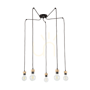 Clarte taklampa, 5xE27, Max. 60 W, oljad ek/svart metall/svart flätad kabel, Ø 15 cm small 0