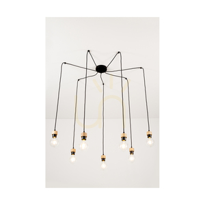 Clarte taklampa, 7xE27, Max. 60 W, oljad ek/svart metall/svart flätad kabel, Ø 15 cm small 3
