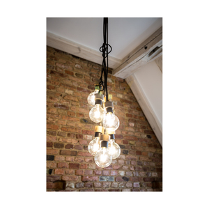 Clarte taklampa, 7xE27, Max. 60 W, oljad ek/svart metall/svart flätad kabel, Ø 15 cm small 4