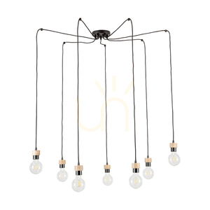 Clarte taklampa, 7xE27, Max. 60 W, oljad ek/svart metall/svart flätad kabel, Ø 15 cm small 0
