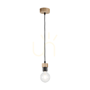 Clarte Wood taklampa, 1xE27, Max. 60 W, oljad ek/svart metall/svart flätad kabel, Ø 10 cm small 1