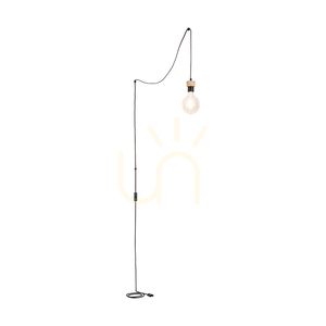 Clarte Wood taklampa, 1xE27, Max. 60 W, oljad ek/svart metall/svart flätad kabel, Ø 6 cm small 1