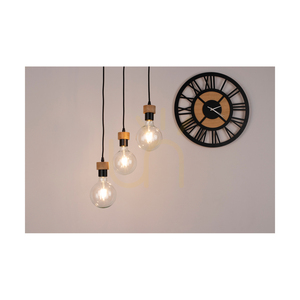 Clarte Wood taklampa, 3xE27, Max. 60 W, oljad ek/svart metall/svart flätad kabel, 55 cm small 4