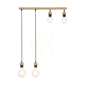 Clarte Wood taklampa 4xE27 Max. 25 W, oljad ek/svart metall/svart flätad kabel, 75 cm small 1
