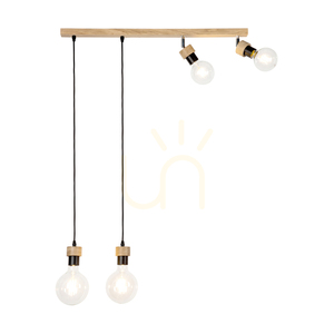 Clarte Wood taklampa 4xE27 Max. 25 W, oljad ek/svart metall/svart flätad kabel, 75 cm small 3