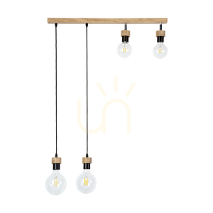 Clarte Wood taklampa 4xE27 Max. 25 W, oljad ek/svart metall/svart flätad kabel, 75 cm small 0