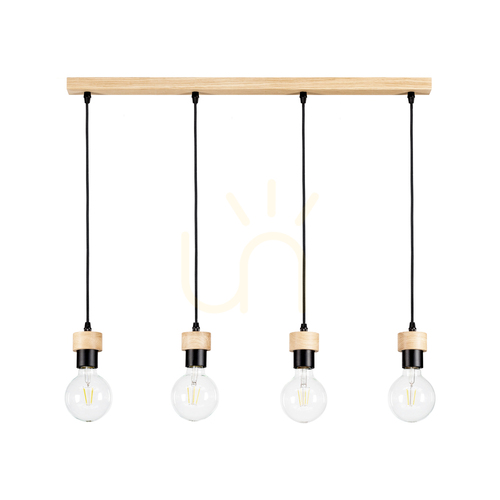 Kontrollera Clarte Wood taklampa 4xE27 Max. 60 W, oljad ek/svart, 75 cm