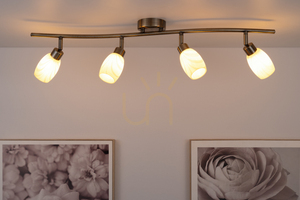 Taklampa Clea, inkluderar 4 G9-fattningar, max. 28 W, metallpatina/ekrufärgad glasskärm, 78 cm small 3