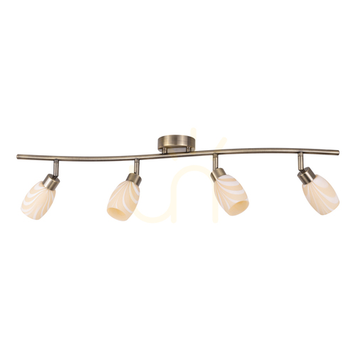 Kontrollera Taklampa Clea, inkluderar 4 G9-fattningar, max. 28 W, metallpatina/ekrufärgad glasskärm, 78 cm