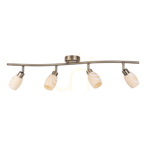 Taklampa Clea, inkluderar 4 G9-fattningar, max. 28 W, metallpatina/ekrufärgad glasskärm, 78 cm small 0