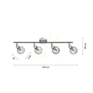 Klar taklampa 4xG9, Max. 28 W, krommetall/transparent glasskärm, 69 cm small 2