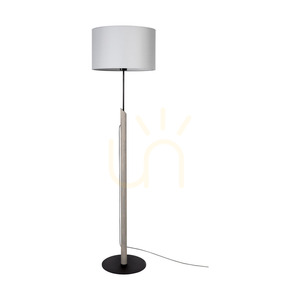 Colette Grey golvlampa, 1xE27, Max. 60 W, gråbetsad furu, svart metall, svart flätad sladd, grå lampskärm, Ø 40 cm small 2