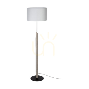 Colette Grey golvlampa, 1xE27, Max. 60 W, gråbetsad furu, svart metall, svart flätad sladd, grå lampskärm, Ø 40 cm small 0