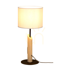 Colette Grey bordslampa, 1xE27, Max. 40 W, gråbetsad furu, svart metall, svart flätad sladd, grå lampskärm, Ø 20 cm small 1