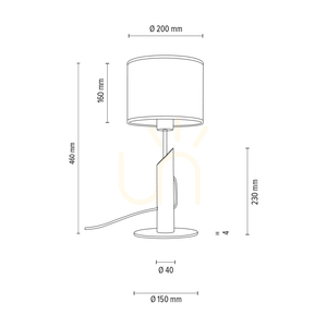 Colette Grey bordslampa, 1xE27, Max. 40 W, gråbetsad furu, svart metall, svart flätad sladd, grå lampskärm, Ø 20 cm small 2