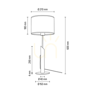 Colette Grey bordslampa, 1xE27, Max. 60 W, gråbetsad furu, svart metall, svart flätad sladd, grå lampskärm, Ø 27 cm small 2