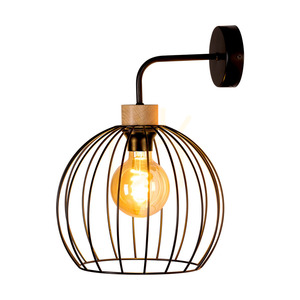 Coop vägglampa 1xE27 Max. 60 W, oljad ek/svart metall, 28 cm small 1