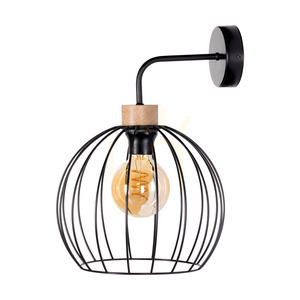 Coop vägglampa 1xE27 Max. 60 W, oljad ek/svart metall, 28 cm small 0