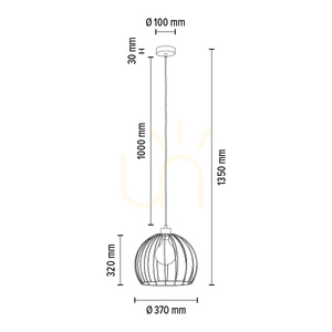 Coop taklampa, 1xE27, Max. 60 W, guldmetall/svart PVC-kabel, Ø 37 cm small 4