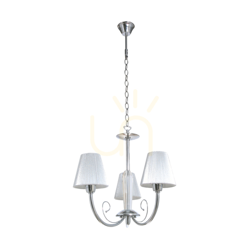 Kontrollera Cubana-krona, 3xE14, Max. 40 W, krommetall/silver, lampskärm Ø 60 cm