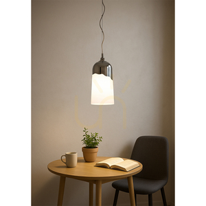Daga taklampa, 1xE27, Max. 60 W, krommetall/vit glasskärm, Ø 18 cm small 3