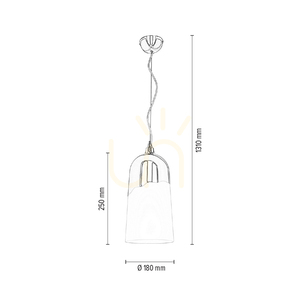 Daga taklampa, 1xE27, Max. 60 W, krommetall/vit glasskärm, Ø 18 cm small 4
