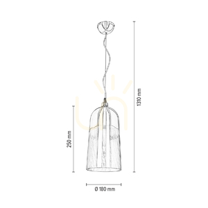 Daga taklampa, 1xE27, Max. 60 W, krommetall/champagnefärgad glasskärm, Ø 18 cm small 4
