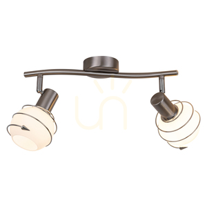Taklampa Daria, 2xE14, Max. 40 W, satinmetall/vit, glasskärm, 49 cm small 1