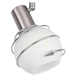 Taklampa Daria, 2xE14, Max. 40 W, satinmetall/vit, glasskärm, 49 cm small 2