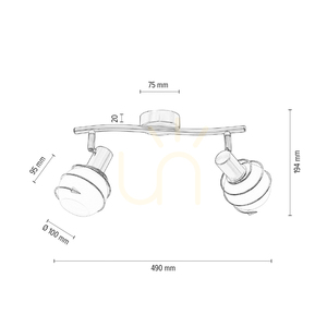 Taklampa Daria, 2xE14, Max. 40 W, satinmetall/vit, glasskärm, 49 cm small 4
