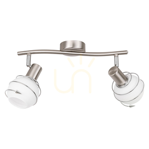 Taklampa Daria, 2xE14, Max. 40 W, satinmetall/vit, glasskärm, 49 cm small 0